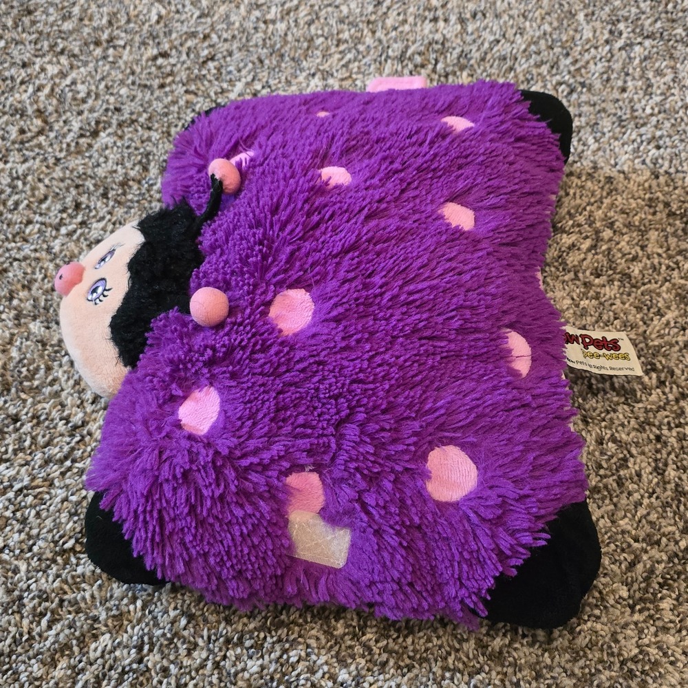 Pillow Pets Pee-Wees 2010 Ladybug Plush Purple Pink Polka Dot Small Limited Ed - Picture 2 of 10